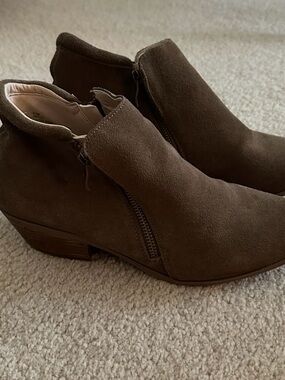 Women's Brown Suede Ankle Booties with Side Zip